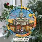 Personalized Stained Glass Helsinki, Finland Keramisch Ornament