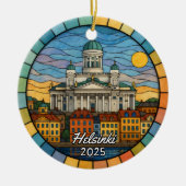 Personalized Stained Glass Helsinki, Finland Keramisch Ornament (Voorkant)