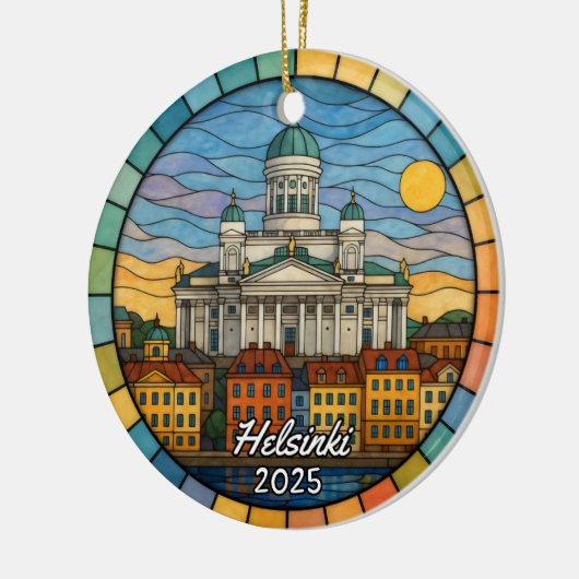 Personalized Stained Glass Helsinki, Finland Keramisch Ornament (Links)