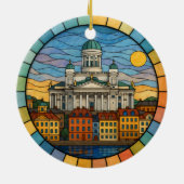 Personalized Stained Glass Helsinki, Finland Keramisch Ornament (Achterkant)