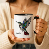 Personalized Stained Glass Hummingbird Coffee Cup Mok