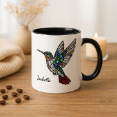 Personalized Stained Glass Hummingbird Coffee Cup  Mok