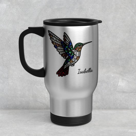 Personalized Stained Glass Hummingbird Coffee Cup Mok
