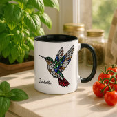 Personalized Stained Glass Hummingbird Coffee Cup  Tweekleurige Koffiemok