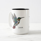 Personalized Stained Glass Hummingbird Mug Tweekleurige Koffiemok (Voorkant links)