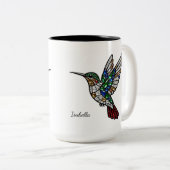 Personalized Stained Glass Hummingbird Mug Tweekleurige Koffiemok (Voorkant rechts)