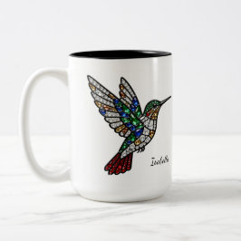 Personalized Stained Glass Hummingbird Mug Tweekleurige Koffiemok