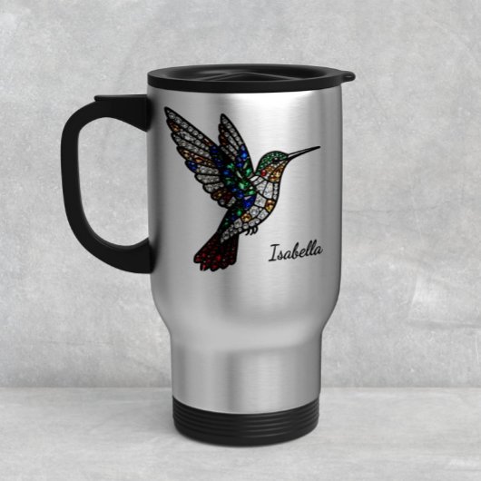 Personalized Stained Glass Hummingbird Travel Mug Reisbeker