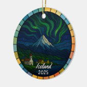 Personalized Stained Glass Iceland, Europe Keramisch Ornament (Links)