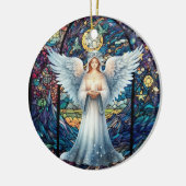 Personalized Stained Glass Look Guardian Angel Keramisch Ornament (Links)