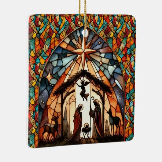 Personalized Stained Glass Nativity Scene Christma Keramisch Ornament (Rechts)