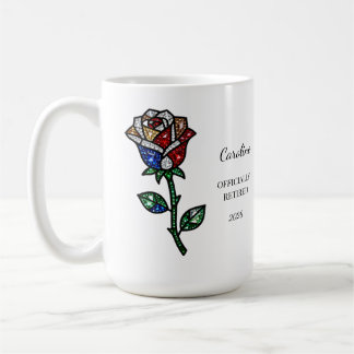 Personalized Stained Glass Rose Retirement Mug  Koffiemok