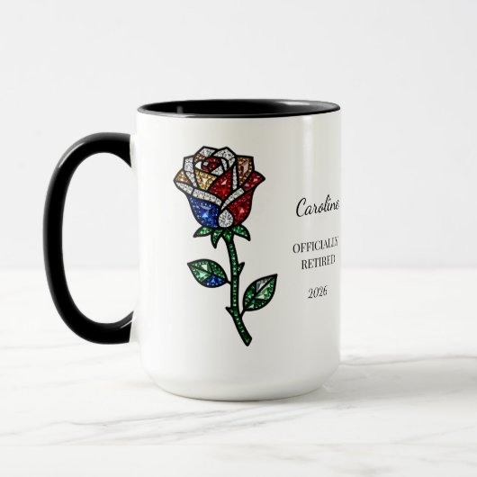 Personalized Stained Glass Rose Retirement Mug  Mok (Links)