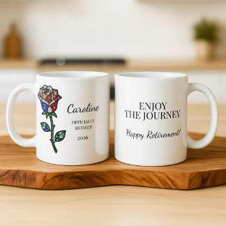 Personalized Stained Glass Rose Retirement Mug  Mok