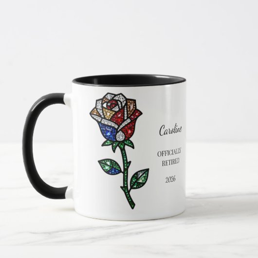 Personalized Stained Glass Rose Retirement Mug Mok (Links)