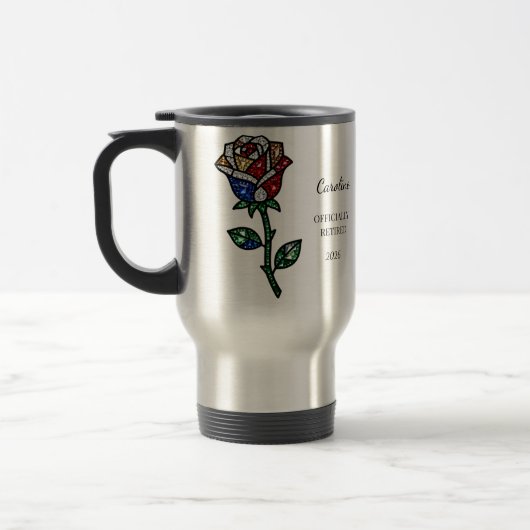 Personalized Stained Glass Rose Retirement Mug Reisbeker (Links)