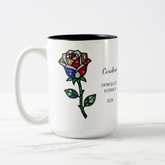 Personalized Stained Glass Rose Retirement Mug  Tweekleurige Koffiemok