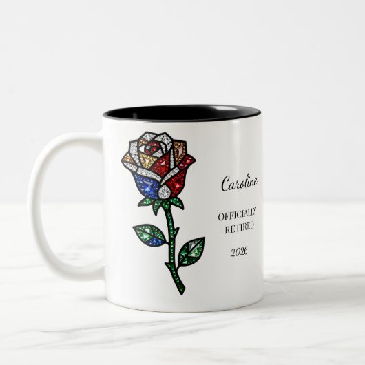Personalized Stained Glass Rose Retirement Mug  Tweekleurige Koffiemok (Links)