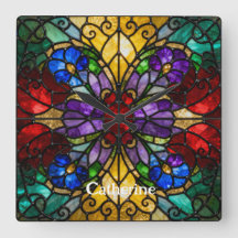 Personalized Stained Glass Wall Clock 