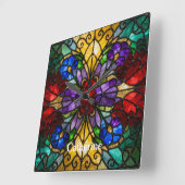 Personalized Stained Glass Wall Clock Vierkante Klok (Hoek)
