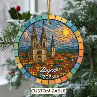Personalized Stained Glass Zagreb, Croatia Keramisch Ornament