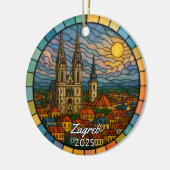 Personalized Stained Glass Zagreb, Croatia Keramisch Ornament (Links)