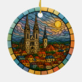 Personalized Stained Glass Zagreb, Croatia Keramisch Ornament (Achterkant)