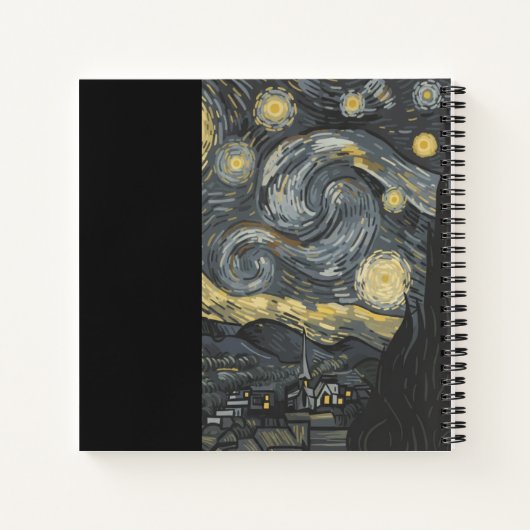 Personalized Starry Night Aesthetic Notebook  Notitieboek (Achterkant)