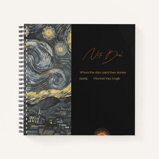 Personalized Starry Night Aesthetic Notebook  Notitieboek (Voorkant)