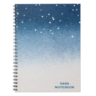 Personalized Starry Night Blue Gradient Notebook Notitieboek