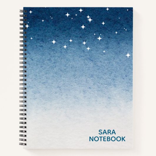 Personalized Starry Night Blue Gradient Notebook Notitieboek (Voorkant)