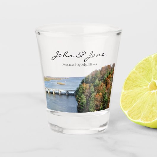 Personalized Starved Rock State Park Wedding Shot Glas (Voorkant)