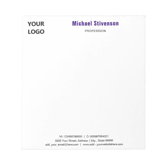 Personalized Stationery Branded Business Notepad Notitieblok (Voorkant)