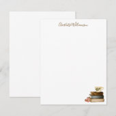 Personalized Stationery Cozy Book Lover Watercolor Notitiekaartje (Voorkant / Achterkant)