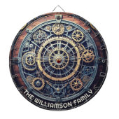 Personalized Steampunk Aesthetic Gears Family Name Dartbord (Voorkant)