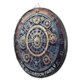 Personalized Steampunk Aesthetic Gears Family Name Dartbord (Voorkant Rechts)