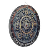 Personalized Steampunk Aesthetic Gears Family Name Dartbord (Voorkant Links)