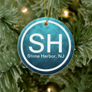 Personalized Stone Harbor NJ SH Beach Christmas Keramisch Ornament