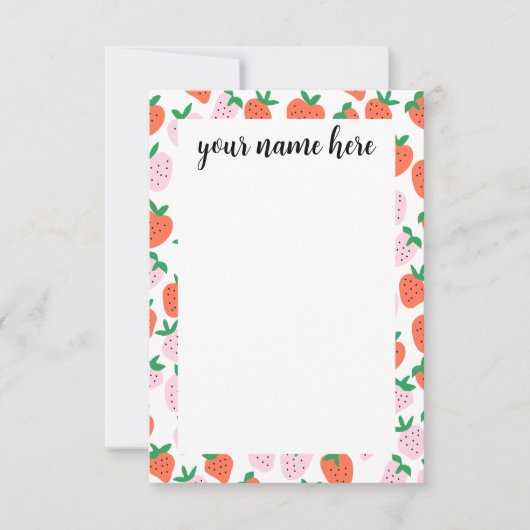 Personalized Strawberries Notecards Bedankkaart (Voorkant)