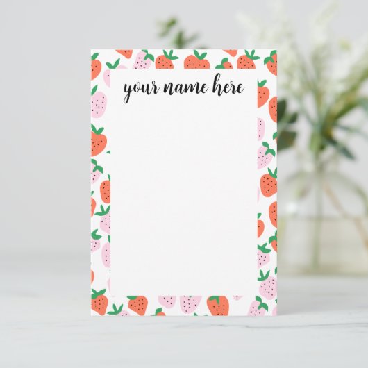 Personalized Strawberries Notecards Bedankkaart (Staand voorkant)