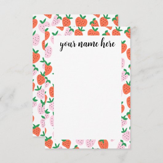 Personalized Strawberries Notecards Bedankkaart (Voorkant / Achterkant)