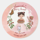 Personalized Strawberry Baby Shower Favor Stickers (Voorkant)
