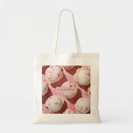 Personalized Strawberry Cream Swirl Aesthetic Tote Bag (Voorkant)