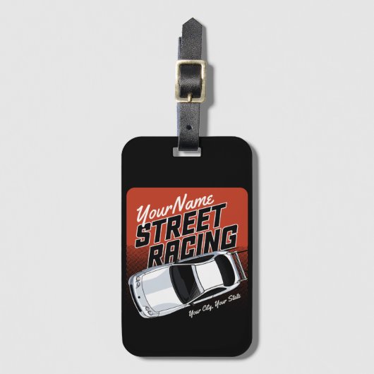 Personalized Street Racing Race Car Motorsport Bagagelabel (Voorkant (verticaal))