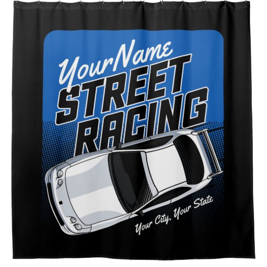 Personalized Street Racing Race Car Motorsport Douchegordijn (Voorkant)