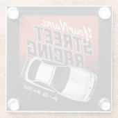 Personalized Street Racing Race Car Motorsport Glazen Onderzetter (Achterkant)