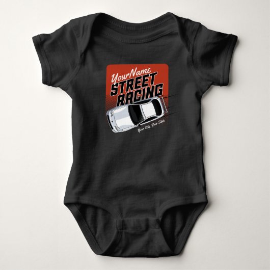 Personalized Street Racing Race Car Motorsport Romper (Voorkant)