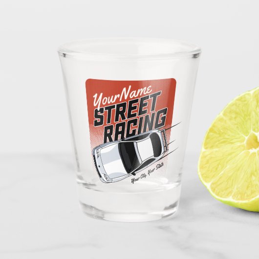 Personalized Street Racing Race Car Motorsport Shot Glas (Voorkant)