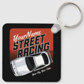 Personalized Street Racing Race Car Motorsport Sleutelhanger (Achterkant)