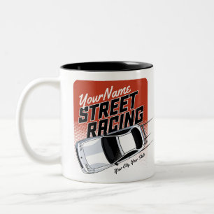 Personalized Street Racing Race Car Motorsport Tweekleurige Koffiemok